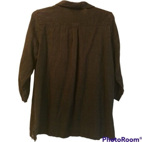 Harve Benard Black Button Down Linen Shacket Size 18W - Picture 2 of 8